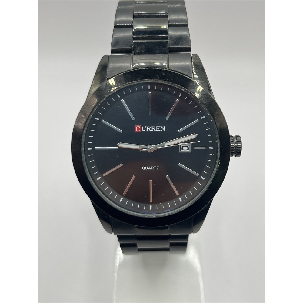 Curren 8091 Men's Classic‎ Black Dial Black Bracelet Date Quartz New Battery